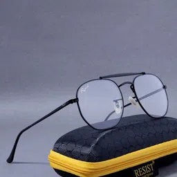 RESIST EYEWEAR Unisex Clear Lens & Black Rectangle Sunglasses with UV Protected Lens-image-70