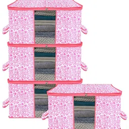 Kuber Industries Pink 4 Pieces Printed Multi Utility Organisers-34
