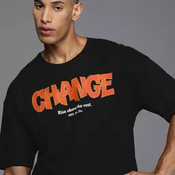 HRX by Hrithik Roshan Men Printed Oversized Drop-Shoulder Sleeves Pure Cotton T-shirt-image-30