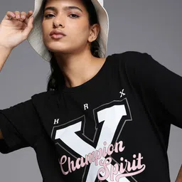 HRX by Hrithik Roshan Typography Printed Drop-Shoulder Sleeves Pure Cotton T-shirt-image-38