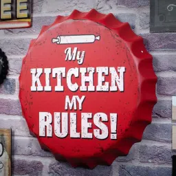 eazywagon Red Metal My Kitchen My Rules Wall Decor-picture-30