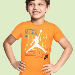 Jordan Boys Orange & White Brand Logo Printed Pure Cotton T-shirt-image-91