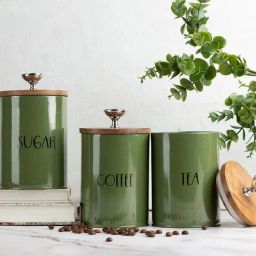 nestroots Cache Kitchen Canister Jars Olive - Set of 3-picture-19