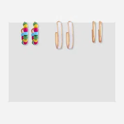ToniQ Multicoloured Set Of 6 Enameled Circular Hoop Earrings image 2