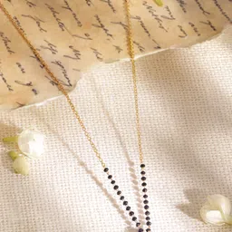 Rubans 18K Gold Plated Mangalsutra with Black Beaded Stone-57