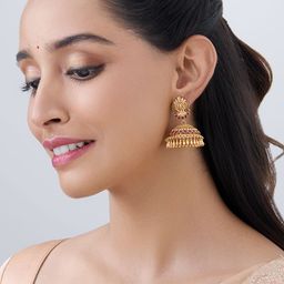 Kushal's Fashion Jewellery Gold Plated Classic Temple Jhumkas-image-60