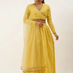 Ethnovog Foil Print Sequinned Ready to Wear Lehenga  Blouse With Dupatta-picture-4