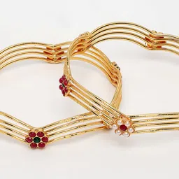 Anouk Women's Set of 2 Gold-Plated Artificial Stones Traditional Bangles image 2