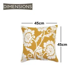 Ode & Cleo Mustard & Off White Set of 2 Embroidered Square Cushion Covers image 4