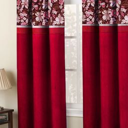 Homefab India Fusion Maroon & Brown Set of 2 Floral Window Curtain image 5