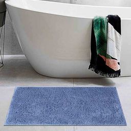 Blue Solid Cotton AntiSkid Bathmat by Obsessions-picture-49