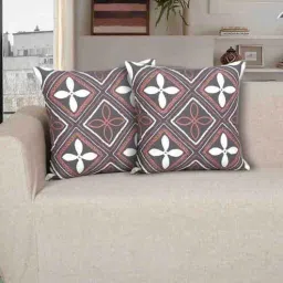 ode & cleo Grey Cotton Floral 18x18 inches Cushion Covers (Pack of 2)-picture-3