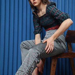 RAREISM Women Slim Fit Polka Dots Printed High-Rise Trousers-image-57