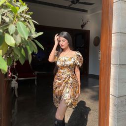 STREET 9 Yellow Ethnic Motifs Layered Satin A-Line Mini Dress-16