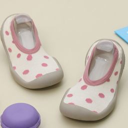 Yellow Bee Infant Kids Pink & Cream-Colored Anti-Skid Booties-18