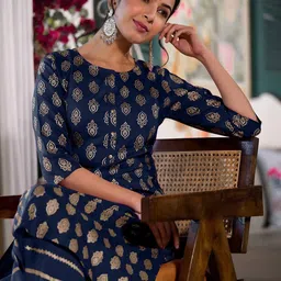 KALINI Ethnic Motifs Printed Regular Kurta With  Dhoti Pants-picture-26