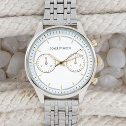 JOKER & WITCH Men White Patterned Dial & Steel Toned Stainless Steel Bracelet Style Straps Analogue Watch-32