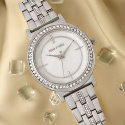 JOKER & WITCH Women Silver-Toned Dial & Stainless Steel Straps Analogue Watch AMWW487-23