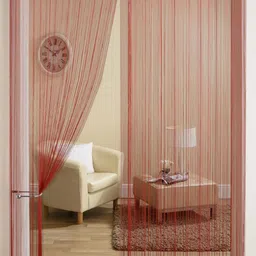Homefab India String Maroon 2 Pieces Sheer Door Curtains-1