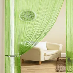 Homefab India String Green 2 Pieces Thread Strings Sheer Door Curtains image 3