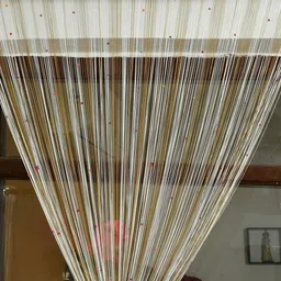 Homefab India String Beige 2 Pieces Thread Strings Sheer Door Curtains image 5