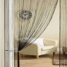 Homefab India String Black 2 Pieces Thread Strings Sheer Door Curtains image 5