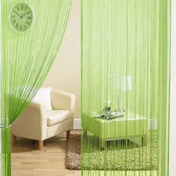 Homefab India String Green 2 Pieces Thread Strings Sheer Door Curtains image 5