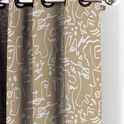 HOUZZCODE Brown & White Set of 4 Printed Black Out Window Curtains image 2