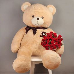 Teddy Bear With Red Blossoms-image-23