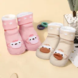 Baby Moo Infants Pack Of 2 Patterned Cotton Ankle-Length Socks-24
