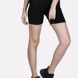 LAASA SPORTS Women Black Solid Slim Fit Training or Gym Sports Shorts-image-8