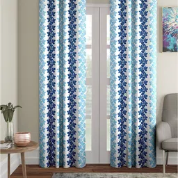 Cortina Blue & White 2 Pieces Quirky Printed Door Curtains-picture-56