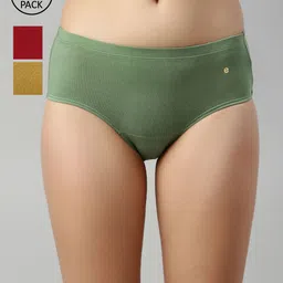 Enamor Women Pack of 3 Mid Waist Full Coverage Cotton Antimicrobial Briefs-CR17-picture-46