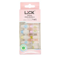 LICK Set Of 30 Glossy Floral Press On Artificial Nails - Nude-18