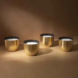 seva home Heirloom Gold Set Of 4 Metal Candles-picture-19