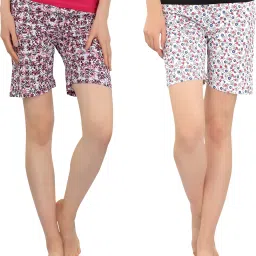 Pack of 2 Printed Women Multicolor Regular Shorts-image-70