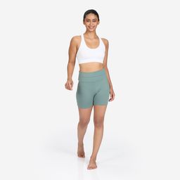 Women's Soft Yoga Shorts 500 - Eucalyptus Green-9
