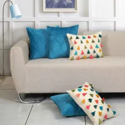 ode & cleo Blue Velvet Textured 18x18 inches Cushion Covers (Pack of 5)-picture-7