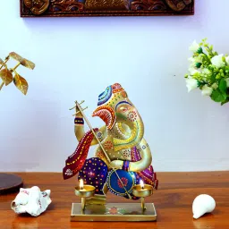 craft tree Ganesha Gold Iron Tea Light Holder-picture-35