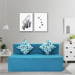 seventh heaven Rest Mantra 8 Inch PU Foam (72x60) 2 Seater Sofa Cum Mattress In Sky Blue Colour-picture-25