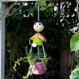 craft tree Handpainted Green Metal Hanging Planters-picture-5