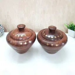 disoo fashions Brown 250 ml Handpainted Wood (Set of 2) Bowls-picture-9
