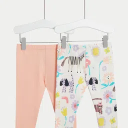 Marks & Spencer Girls Pack Of 2 Mid-Rise Ankle-Length Leggings-image-40