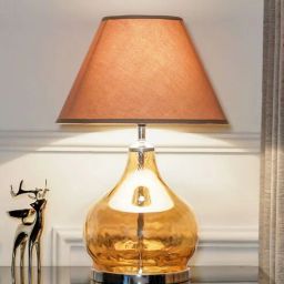 kapoor lampshades Ingram Glass & Metal Table Lamp with Beige Cotton Shade-picture-30