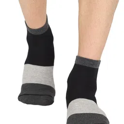 Bodycare Men Pack of 2 Black & Grey Colorblocked Above Ankle Length Socks-11
