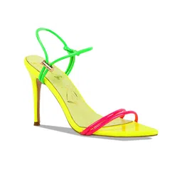 London Rag Yellow & Green PU Stiletto Heels-image-14