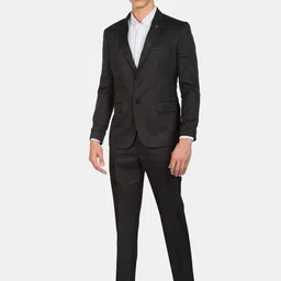 AD By Arvind Twill Men Black Single Breasted Tailored-Fit Two Piece Suit-picture-10