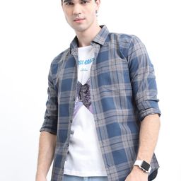 HIGHLANDER Men Checked Casual Slim Fit Shirt-picture-29