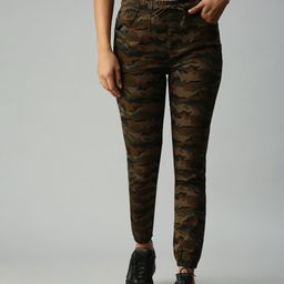 SHOWOFF Women Olive Green Jean Jogger High-Rise Slash Knee Stretchable Jeans-image-9