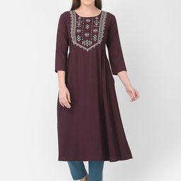 Span Women Ethnic Motifs Yoke Design Thread Work Kurta-image-96